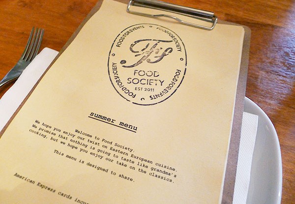 Food Society Menu