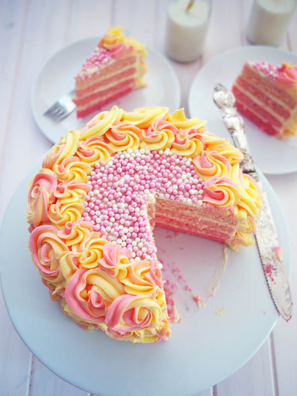 pink lemonade layer cake