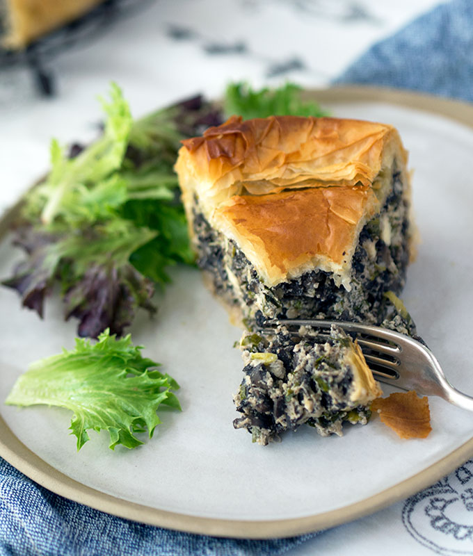 Mushroom Filo Pie, Manitaropita