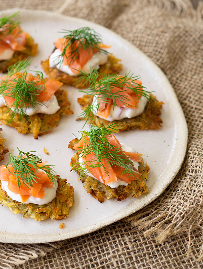 Smoked Trout & Mini Potato Rosti Canapes | www.bellyrumbles.com