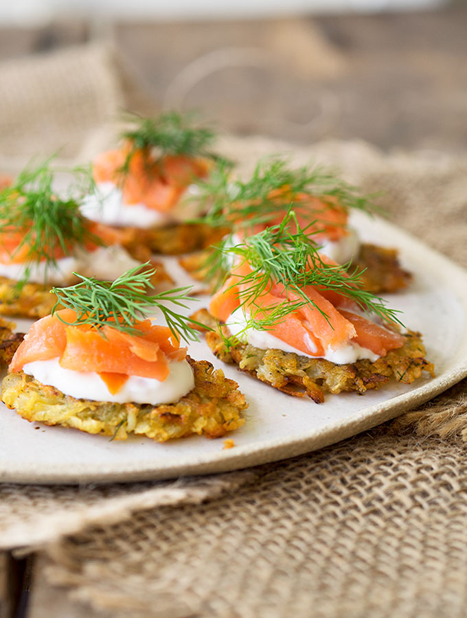 Smoked Trout & Mini Potato Rosti Canapes | www.bellyrumbles.com