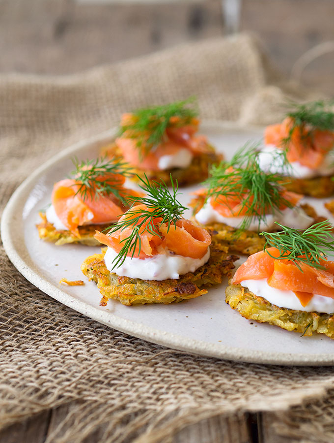 Smoked Trout & Mini Potato Rosti Canapes | www.bellyrumbles.com