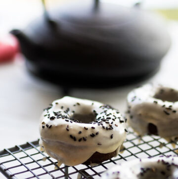 Black Sesame Doughnuts with the most amazing Caramel Miso Glaze. The doughnuts are great, but the glaze I could eat on everything!