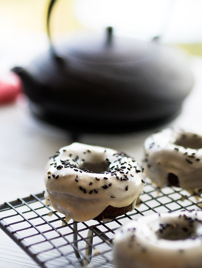 Black Sesame Doughnuts with the most amazing Caramel Miso Glaze. The doughnuts are great, but the glaze I could eat on everything!