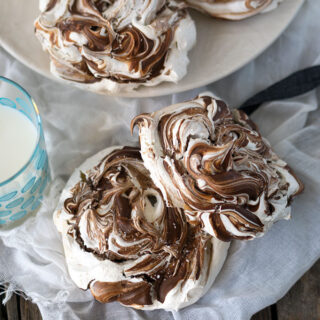 Chocolate Swirl Meringues with Sea Salt ~ Stunning looking meringues with crisp shells and soft mallow like centres