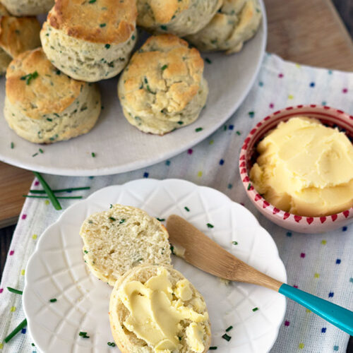 buttermilk chive scones, plus how to make butter at home