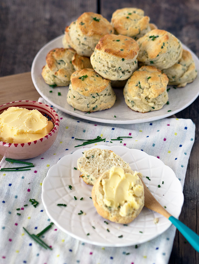 buttermilk chive scones, plus how to make butter at home