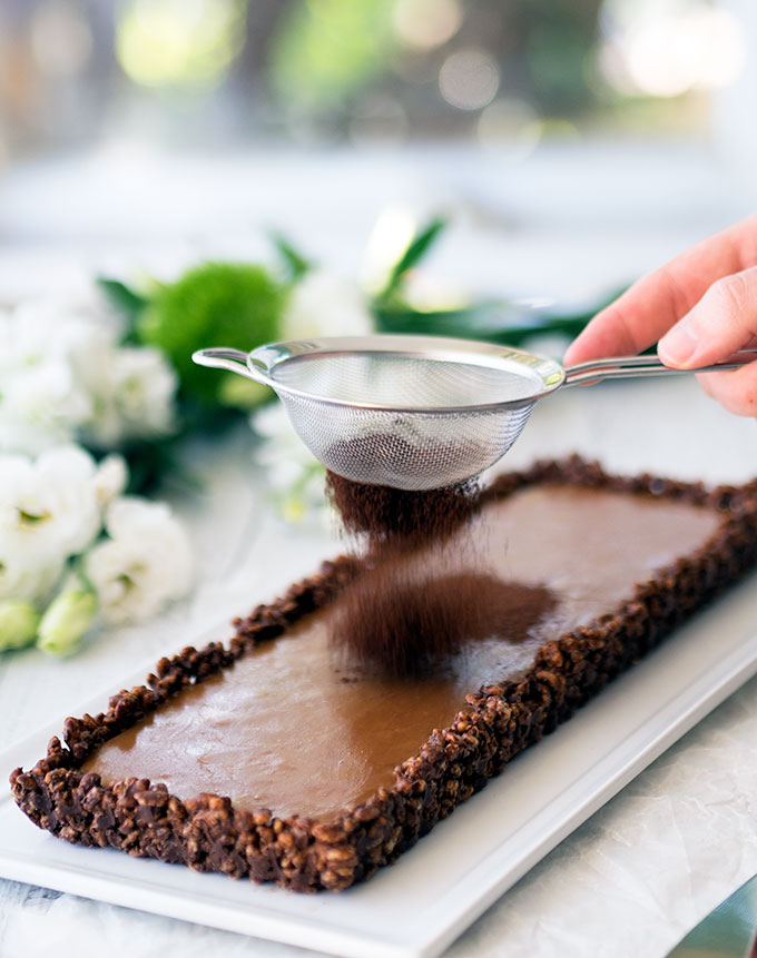 Caramel Chocolate Crackle Tart Recipe: Childhood party favourite is given a dose of adulthood with the addition of rich French Caramel to create the most decadent dessert.