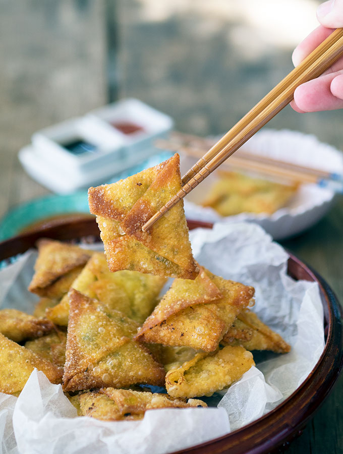 Easy Fried Prawn Dumplings with Water Chestnut & Ginger - Belly Rumbles