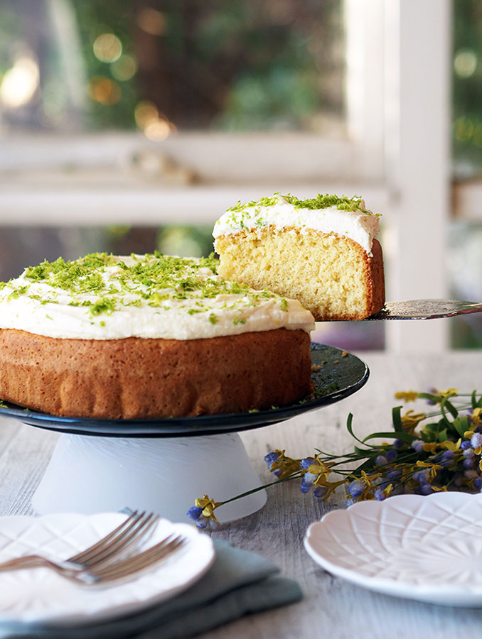 Tangy Lime Coconut Cake with lip smacking Lime Buttercream Frosting