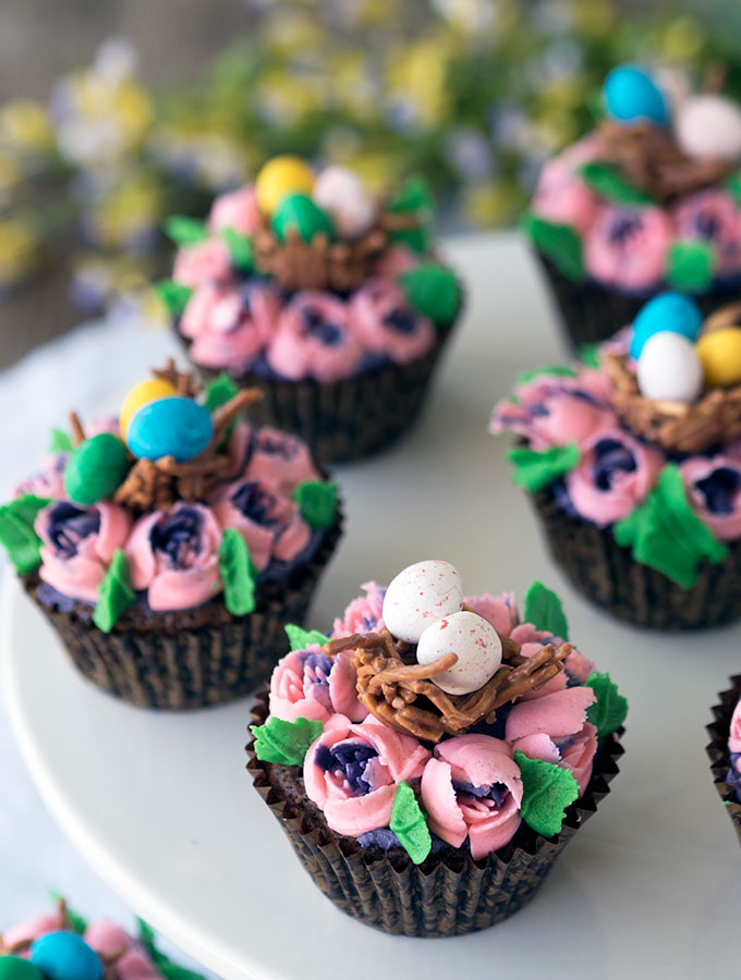 Easter Chocolate Mud Cupcakes using Russian Piping Tips - Belly Rumbles