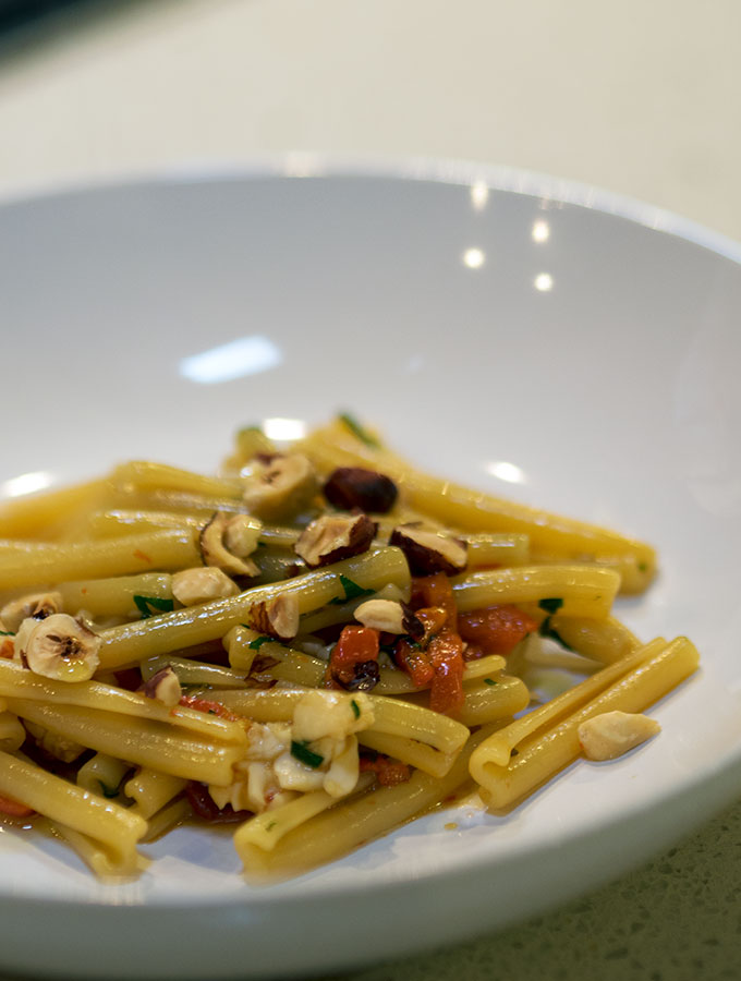  casarecce recipe by Matteo Zamboni, casarecce with Western Australian Yabbies, capsicum and hazelnuts