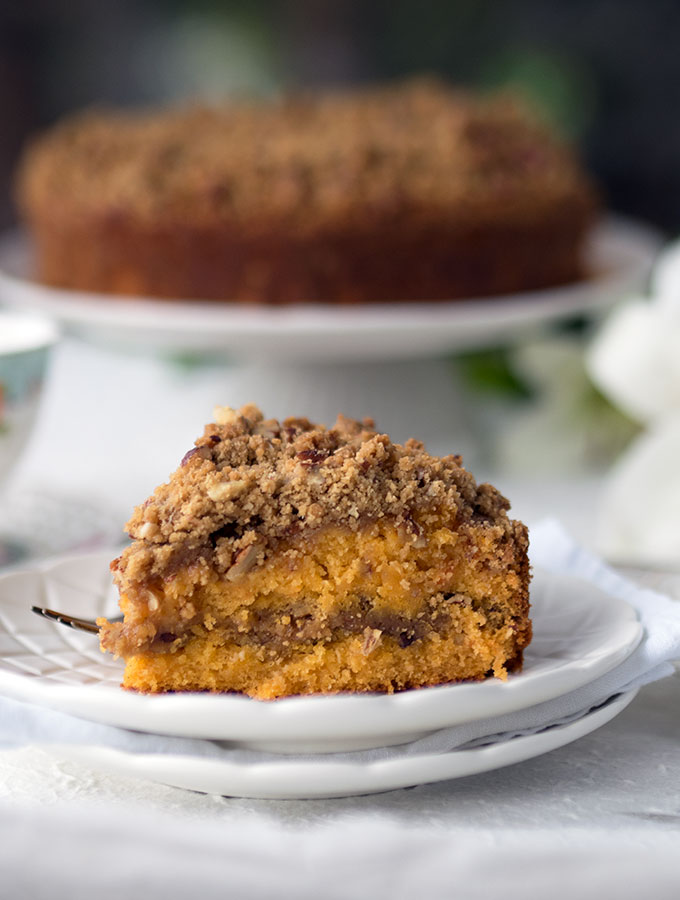 Papaya Pecan Streusel Cake Recipe – A delicious alternative flavour to your normal run of the mill streusel cake. Rich and moist, with a crunchy topping. Plus a gorgeous orange hue from Australian red papayas. You can use pawpaw if you have those on hand as well.