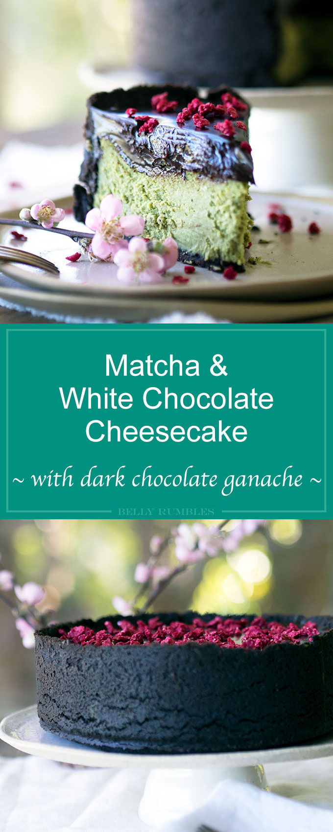 This is the best matcha white chocolate cheesecake recipe that you will come across. Smooth and creamy baked perfection with an Oreo base. All topped with decadent dark chocolate ganache.