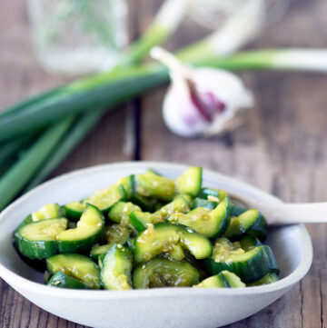 Chilled Chinese Garlic Soy Sauce Cucumbers are packed with flavour, moreishly delicious, refreshing and low in calories.