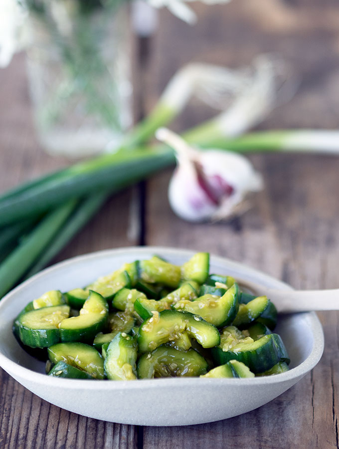 Chilled Chinese Garlic Soy Sauce Cucumbers are packed with flavour, moreishly delicious, refreshing and low in calories.