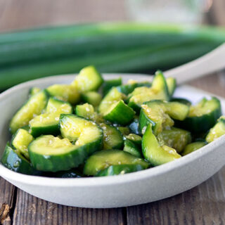 Chilled Chinese Garlic Soy Sauce Cucumbers are packed with flavour, moreishly delicious, refreshing and low in calories.