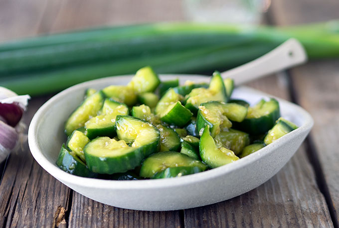 Chilled Chinese Garlic Soy Sauce Cucumbers are packed with flavour, moreishly delicious, refreshing and low in calories.