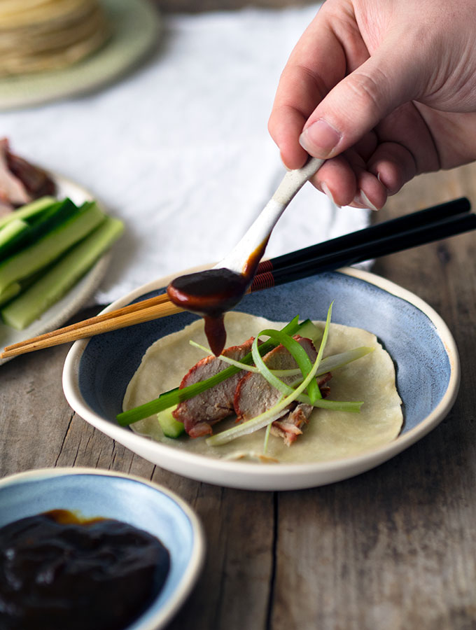 Authentic Mandarin Pancakes that are easy to make at home. Perfect to wrap up slices of Peking duck or BBQ Pork with green onions, cucumber and hoisin sauce.