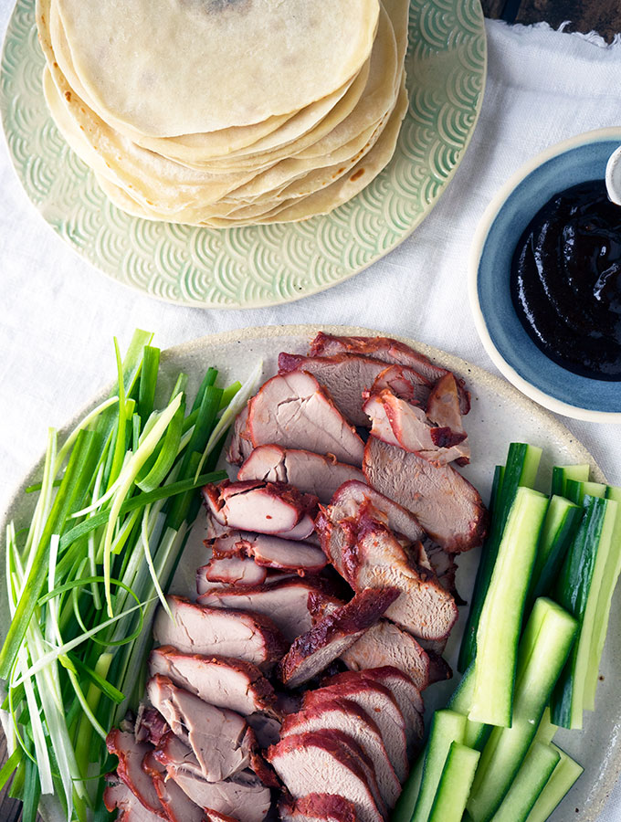 Authentic Mandarin Pancakes that are easy to make at home. Perfect to wrap up slices of Peking duck or BBQ Pork with green onions, cucumber and hoisin sauce.