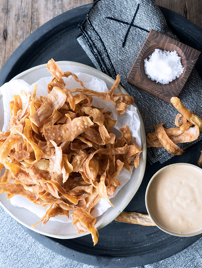 Potato Skin Chips - A great way to use potato peel that would normally be waste. Super crunchy and tasty.