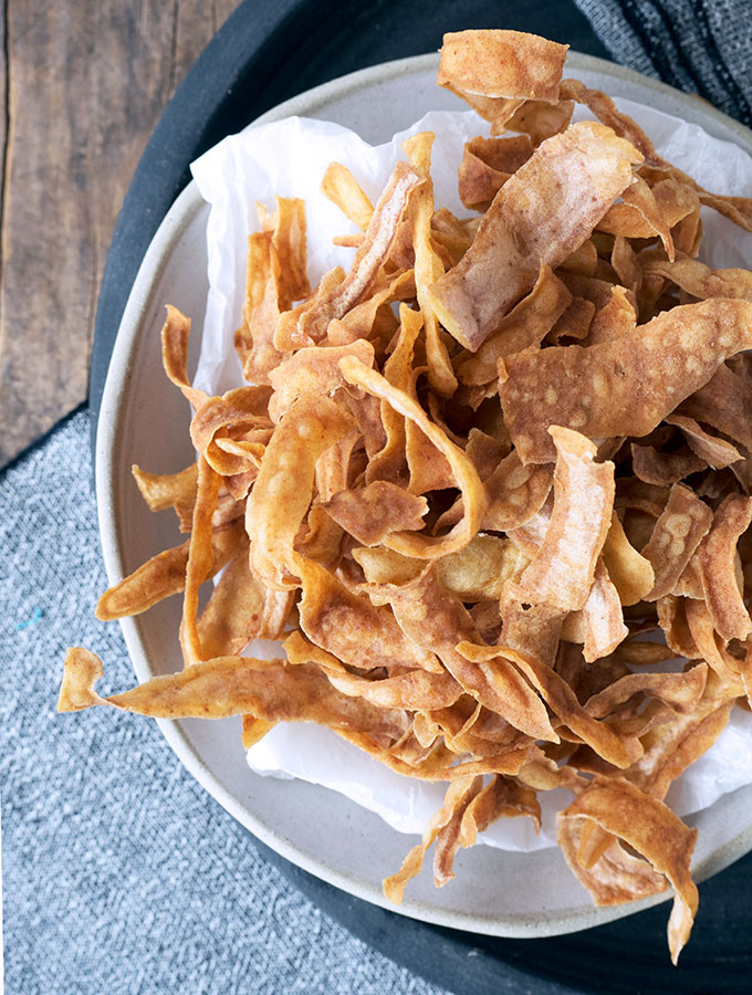 Potato Skin Chips - A great way to use potato peel that would normally be waste. Super crunchy and tasty.