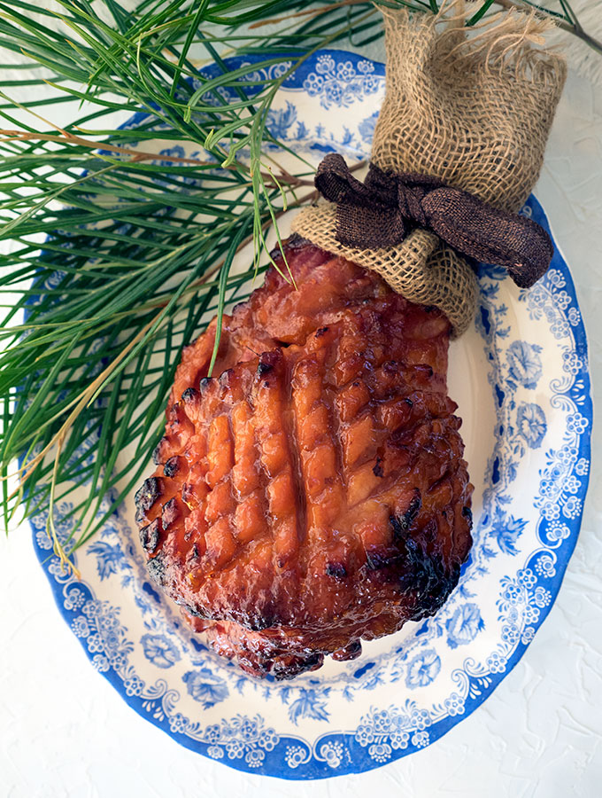 Peach and Bourbon Glazed Baked Ham makes the perfect centrepiece for your Christmas table.