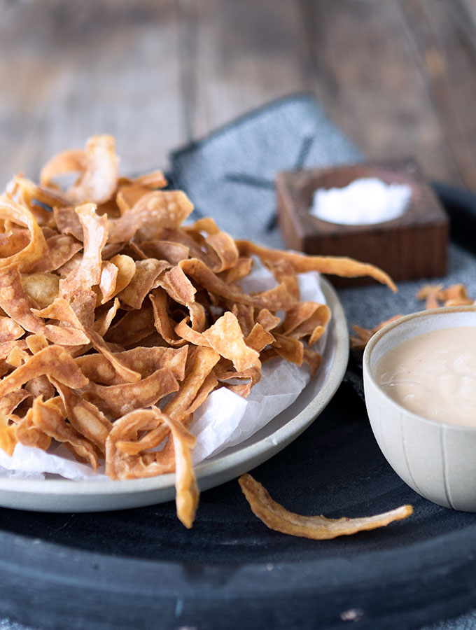 Potato Skin Chips - A great way to use potato peel that would normally be waste. Super crunchy and tasty.