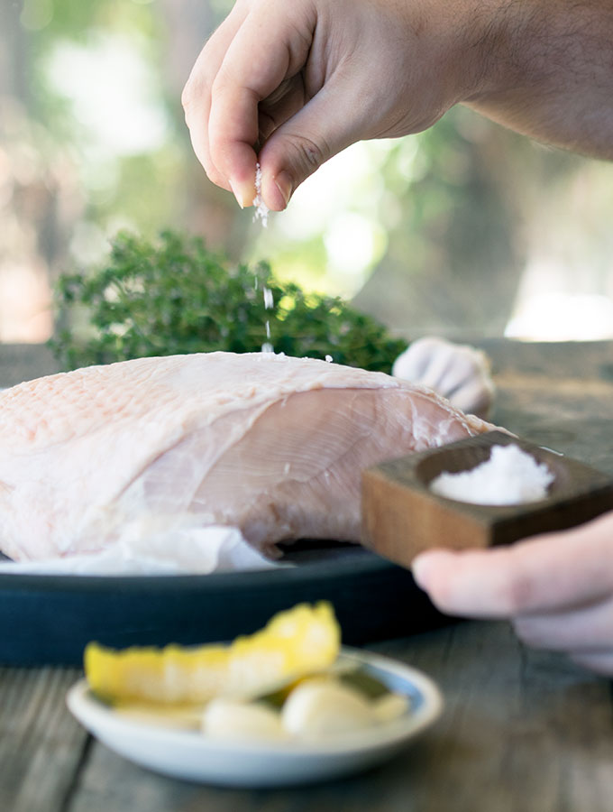 Poached Turkey Breast with Easy Gravy is the perfect recipe for Christmas entertaining. Especially if you are short on time and oven space, the turkey will be on the table in 50 minutes. Poaching aids keeping the breast succulent and tender. 