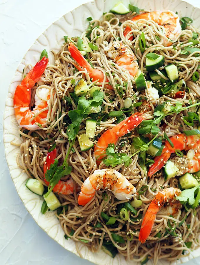 Japanese style prawn noodle salad