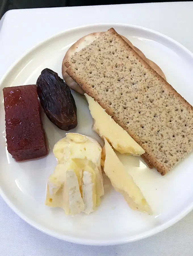 Qantas Business Class Sydney to Singapore QF005 Airbus A300 Cheese Platter