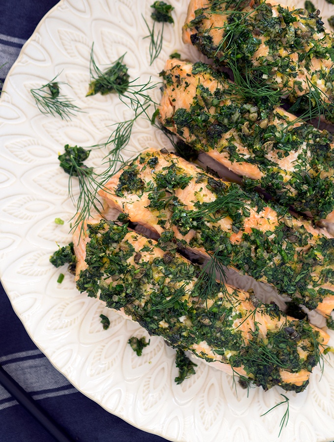 Quick Herb Roasted Salmon - Mid Week Dinner Saviour! - Belly Rumbles