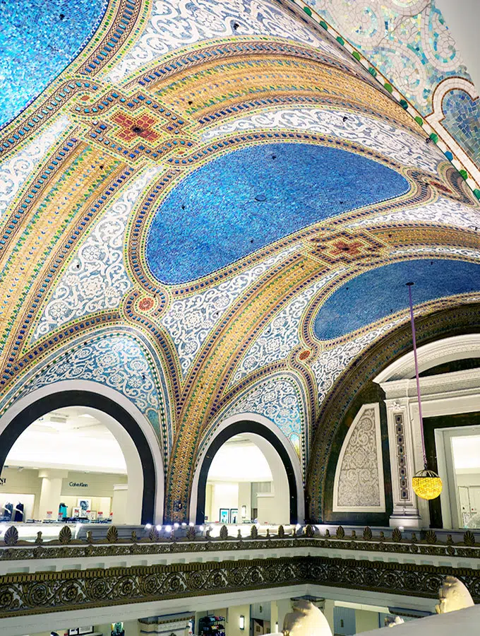 Macy’s Tiffany Dome Ceiling - The elaborate mosaic glass dome designed by Tiffany at Macy's Chicago