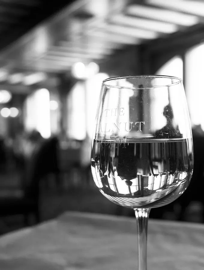 Glass of wine at the Walnut Room Marshall Field's Building