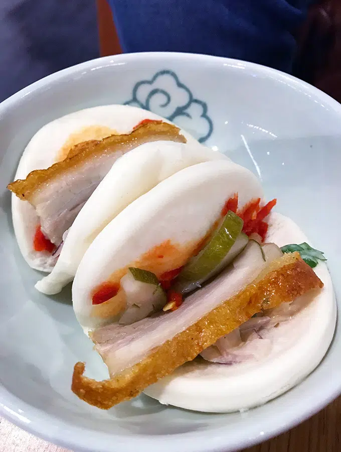 Qantas Singapore Lounge steamed bao made to order