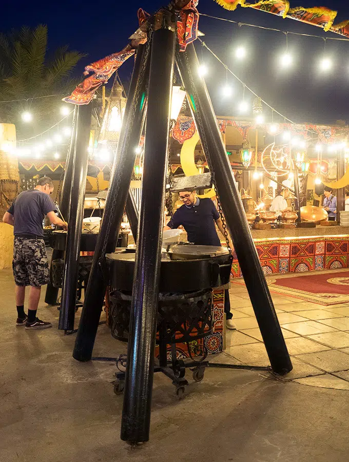 The souk style setting at Al Hadheerah Desert Restaurant Dubai