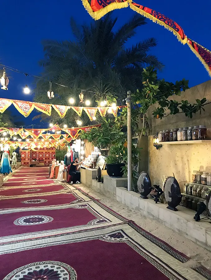 The market entrance to Al Hadheerah Desert Restaurant Dubai