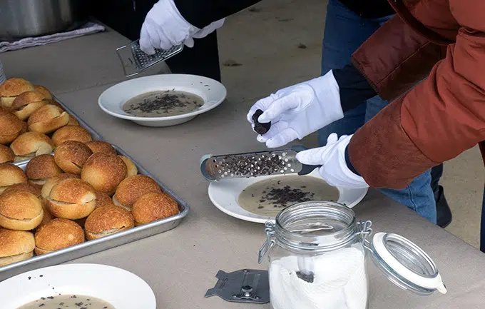 Lunch is served at the blessing of the truffle dogs.