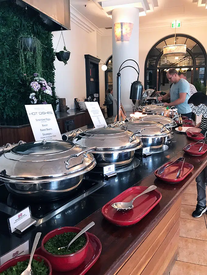 Crowne Plaza Terrigal Seasalt Restaurant Breakfast Buffet - there is a wide range of hot choices on the buffet