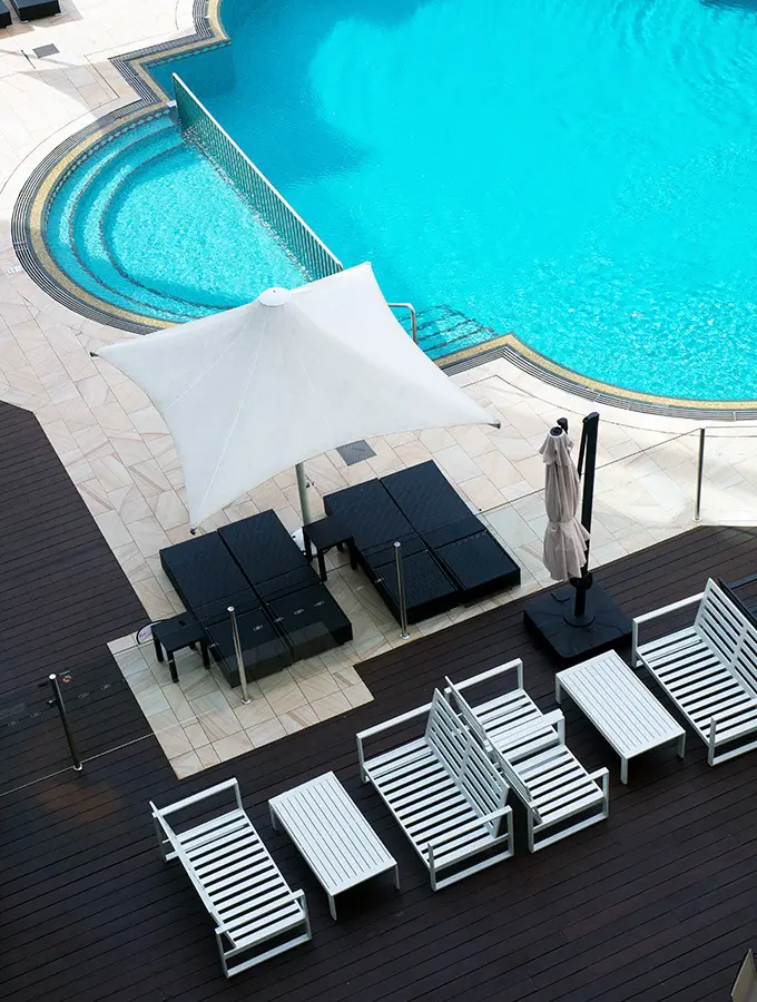 Plenty of places to relax by the pool at Terrigal Crowne Plaza