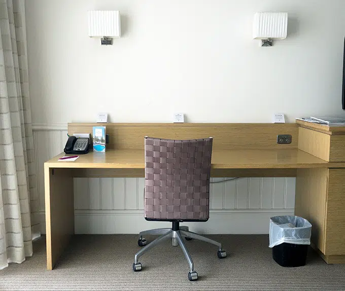 Desk for working in the pool view room Terrigal Crowne Plaza