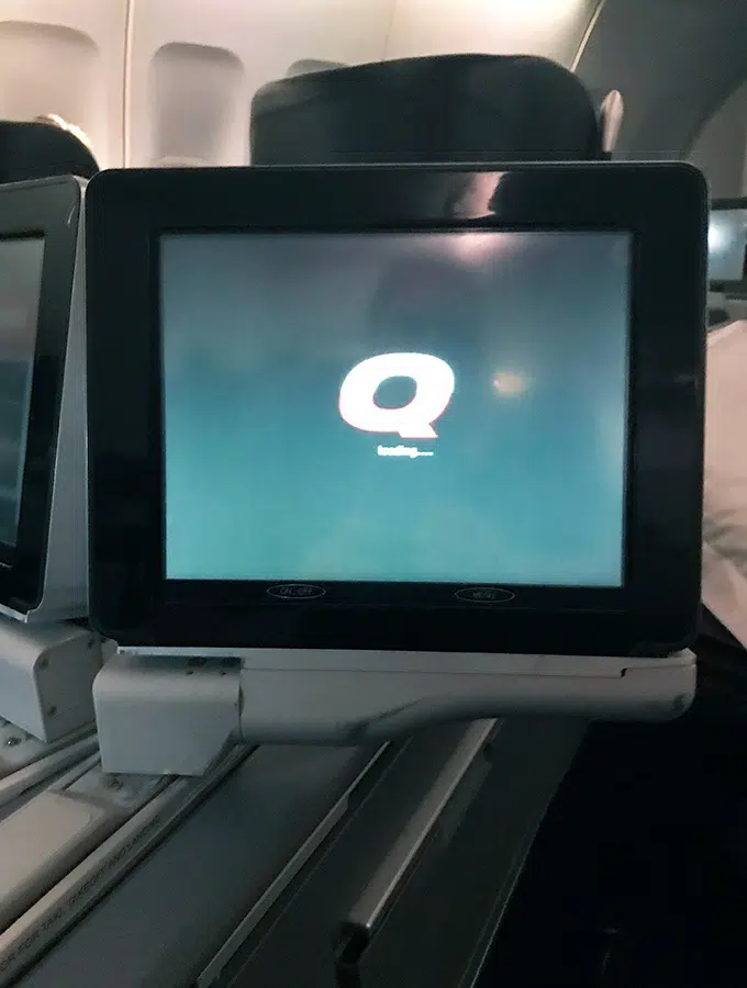 the best Qantas business class seats Sydney to Tokyo - entertainment screen