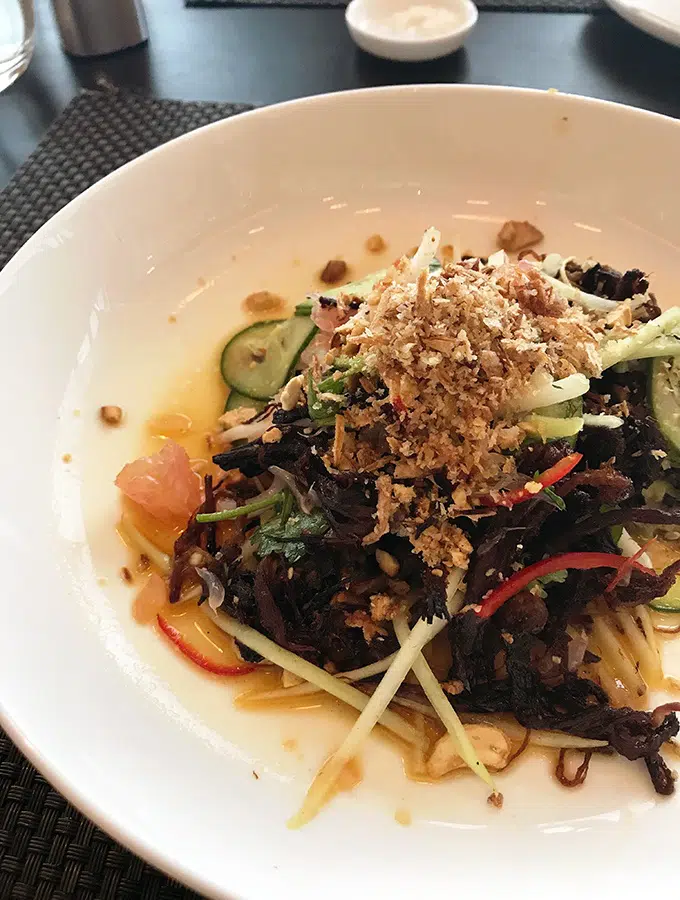 Qantas First Class Lounge Sydney - Crispy Beef Salad