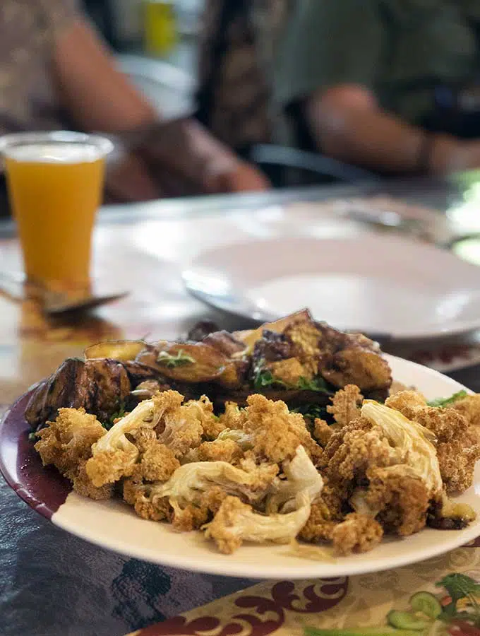 Fried cauliflower at a Jordanian Restaurant