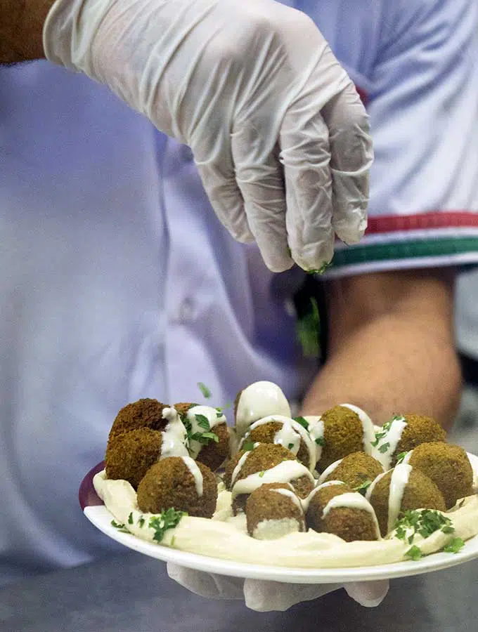 Chef preparing falafel in Dubai