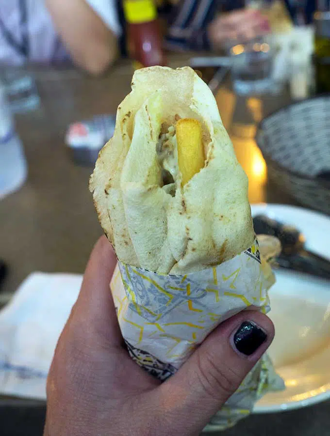 Chicken Shawarma with chips in Dubai