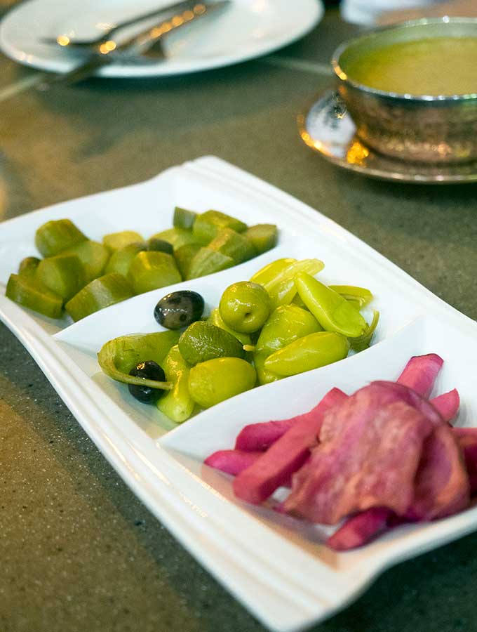Egyptian Pickled turnip, cucumber and olives