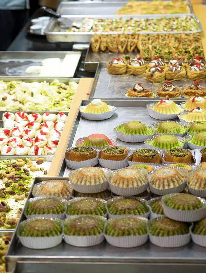 Various cakes at a cake shop in Dubai