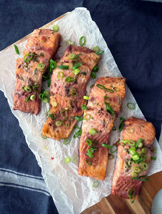 baked ocean trout with green onion