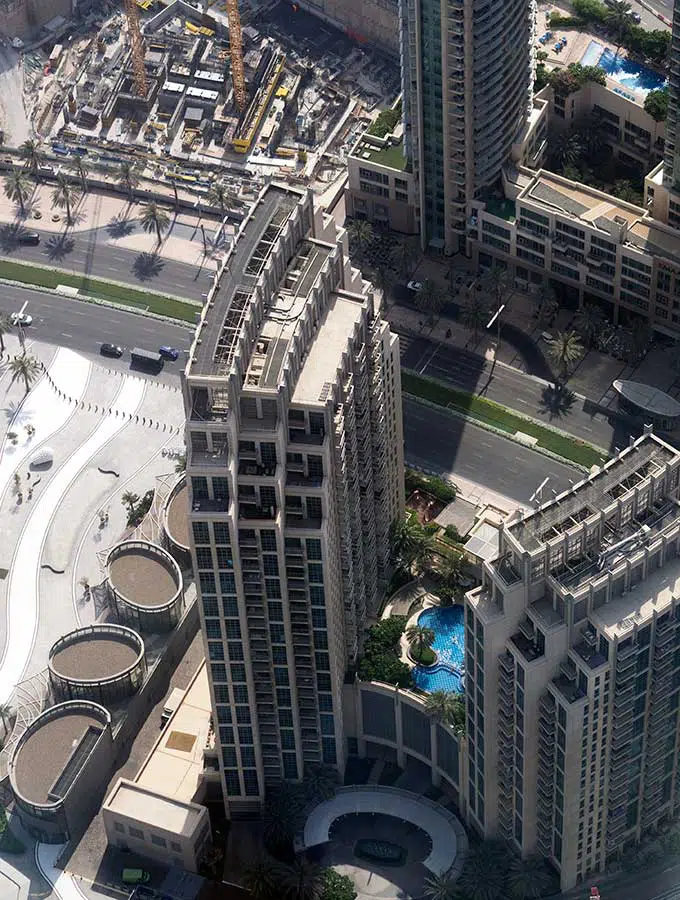 Looking on to the smaller building around Burj Khalifa